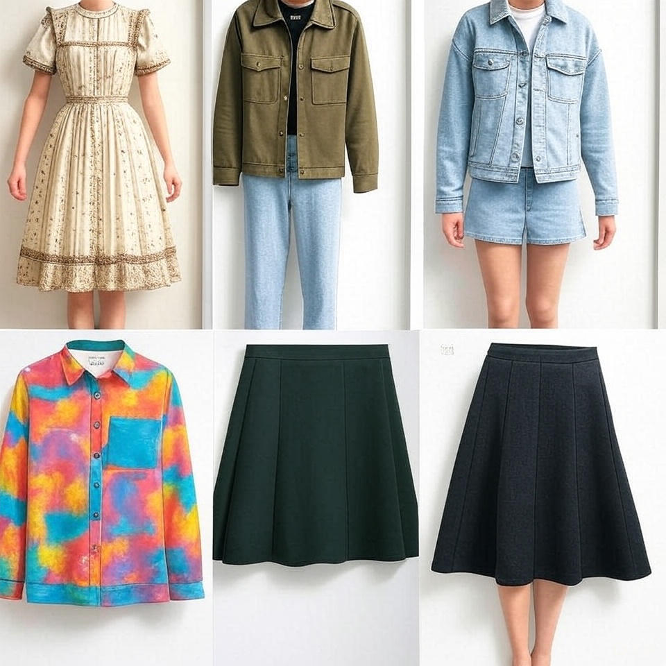 Collage of clothing photos edited with Clothes Photo Editors like Canva, Fotor, and Adobe Express, showcasing vibrant filters and professional looks.