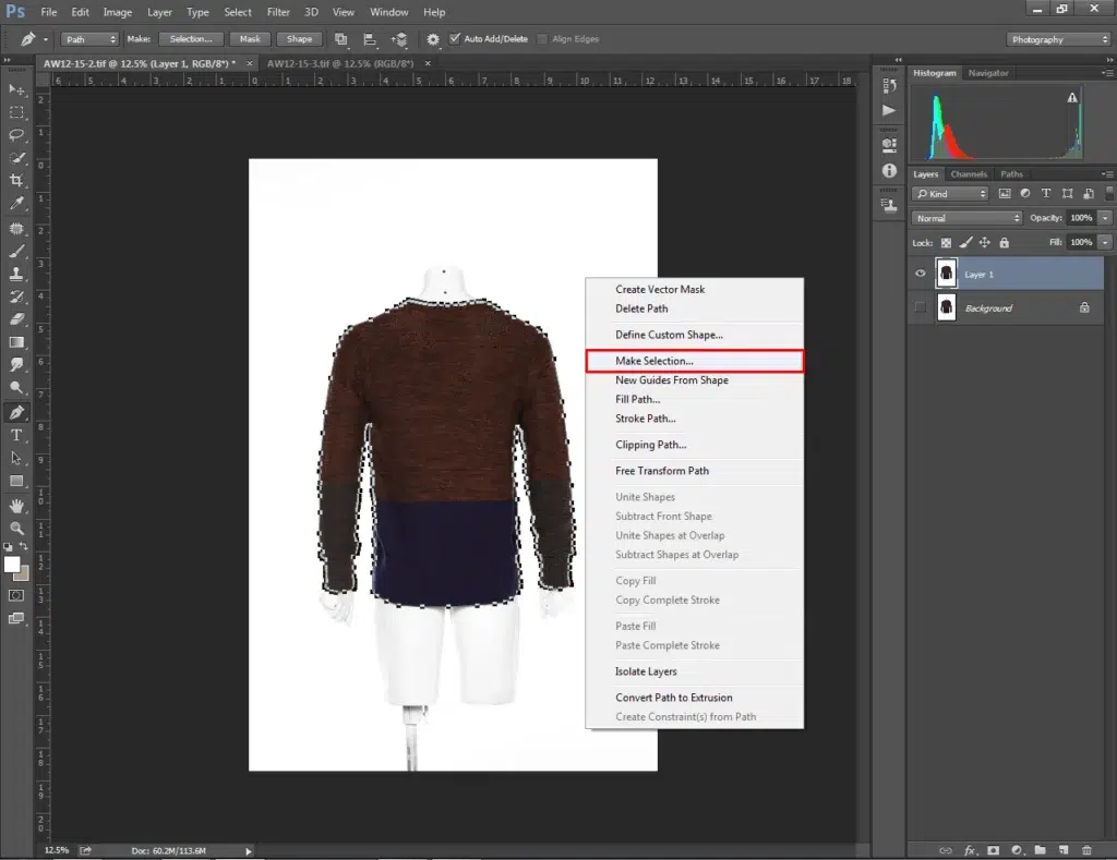 Make a selection and apply a transparent background