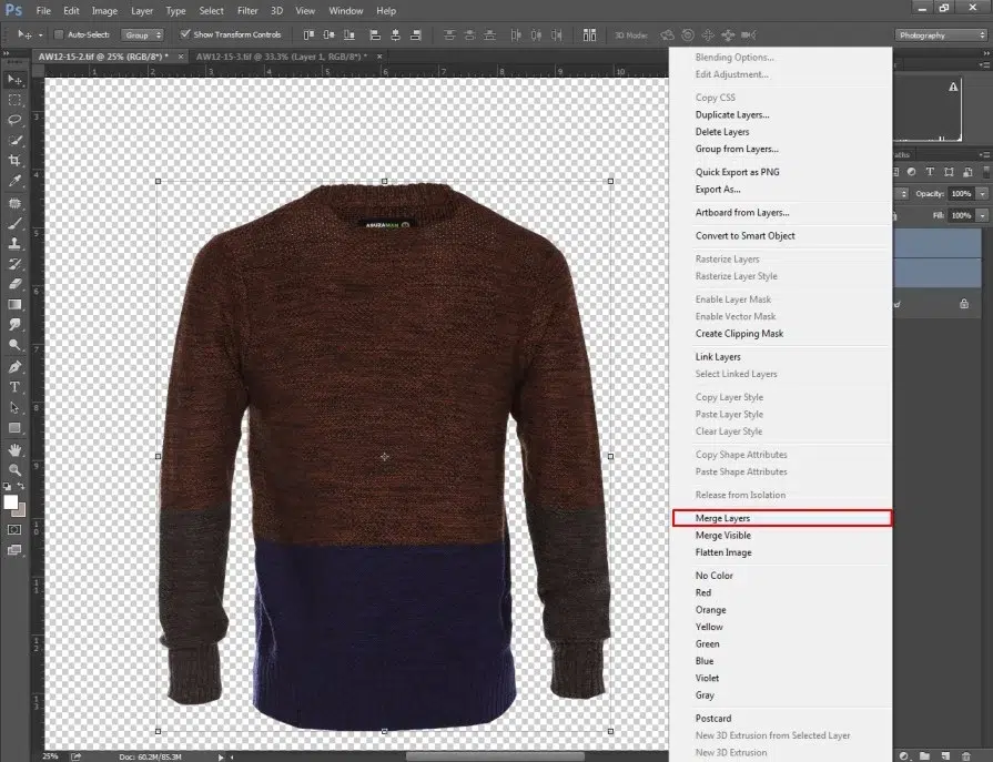 Merge layers and refine edges