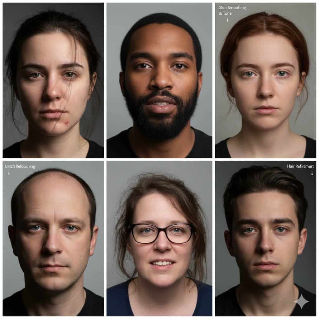 Bulk Headshot Retouching Service / Agency Retouching After