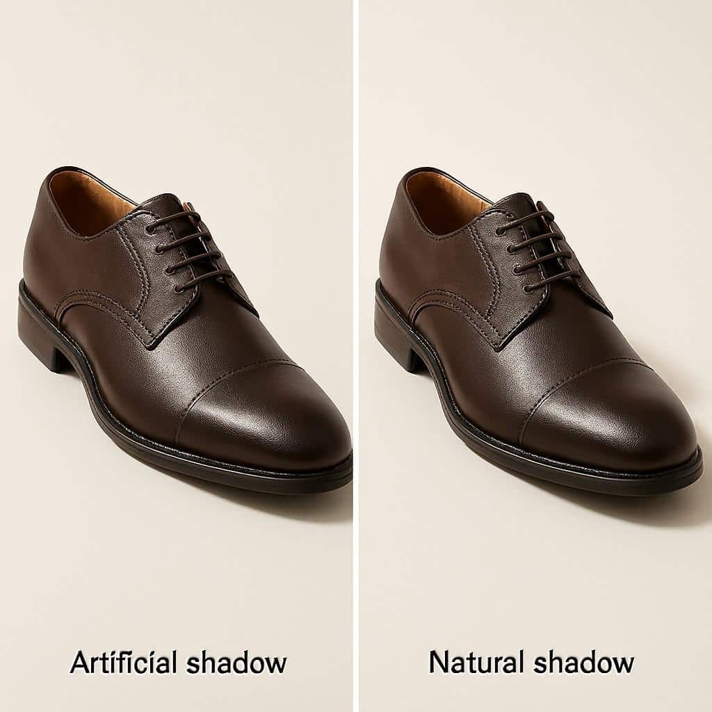Natural shadow vs artificial drop shadow in shoe images