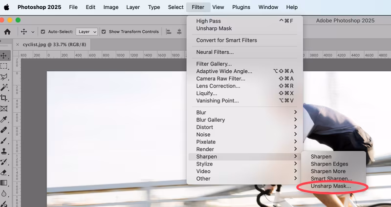 Using the Unsharp Mask Tool