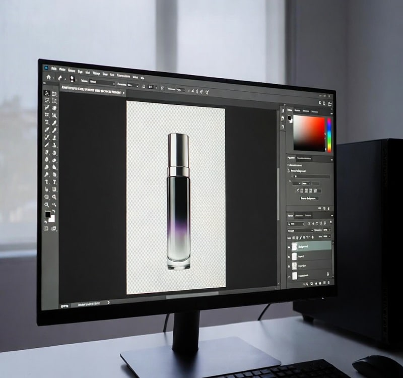 Professional product photo editing with transparent background in Photoshop