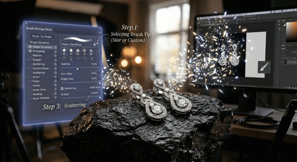 How Do You Configure the Scatter Brush Technique for Fairy Dust?