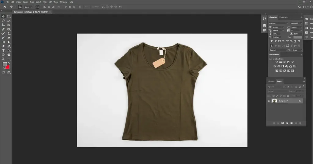 Load your product photo in Photoshop